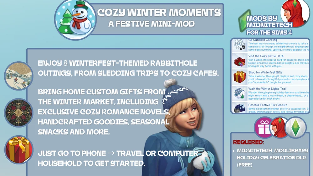 Cozy Winter Moments Sims 4 mod winter outings menu