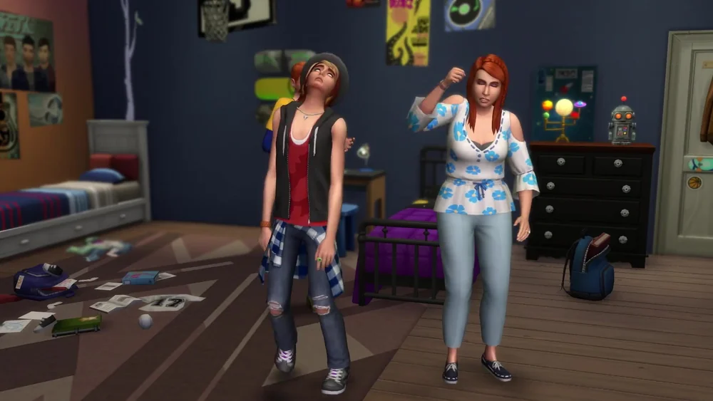 Delinquent Teens Sims 4 mod teens in a bedroom