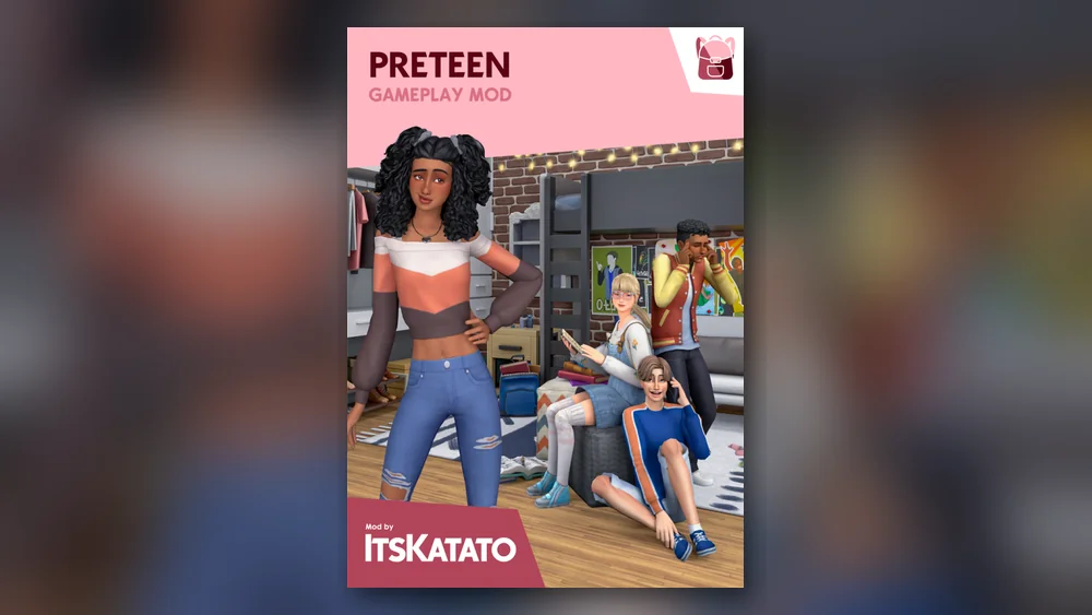 Preteen Mod Sims 4 cover with preteen Sims