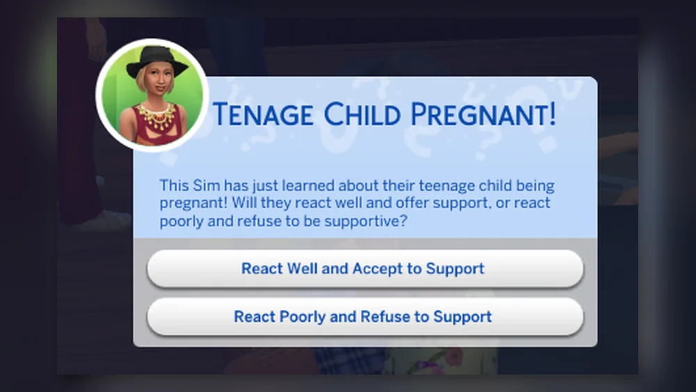 Teen Pregnancy and Drama Sims 4 mod parent reaction popup