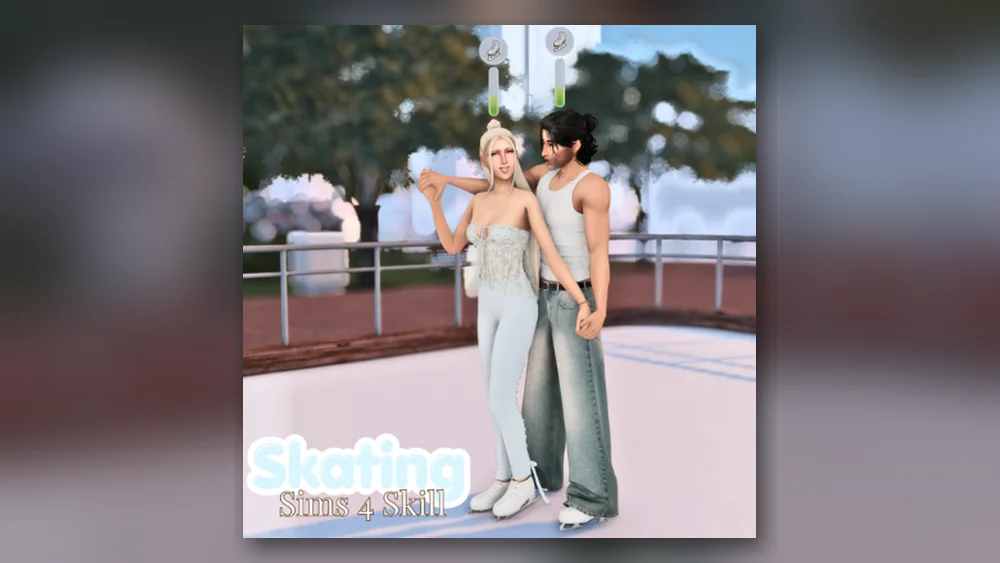 Skating Skill Sims 4 mod Sims in skating outfits